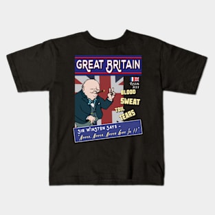 Great Britain - Olympics 2024 - Winston Churchill (dark variant) Kids T-Shirt